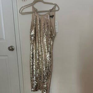 Gold Sequin Sleeveless Dress